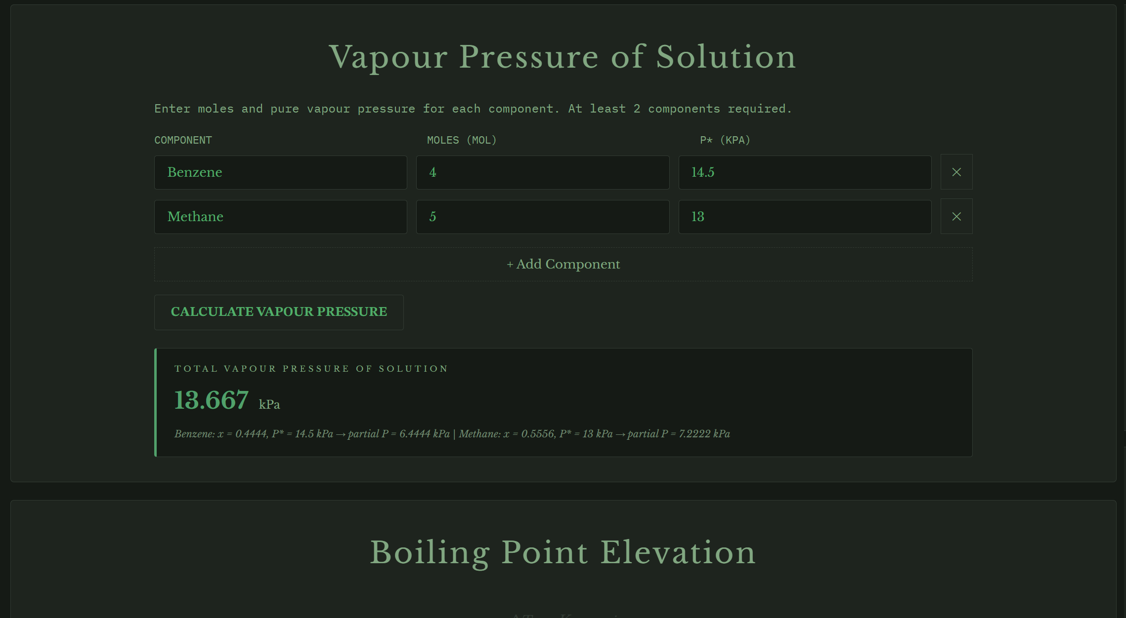 Free online Raoult's law and colligative properties calculator